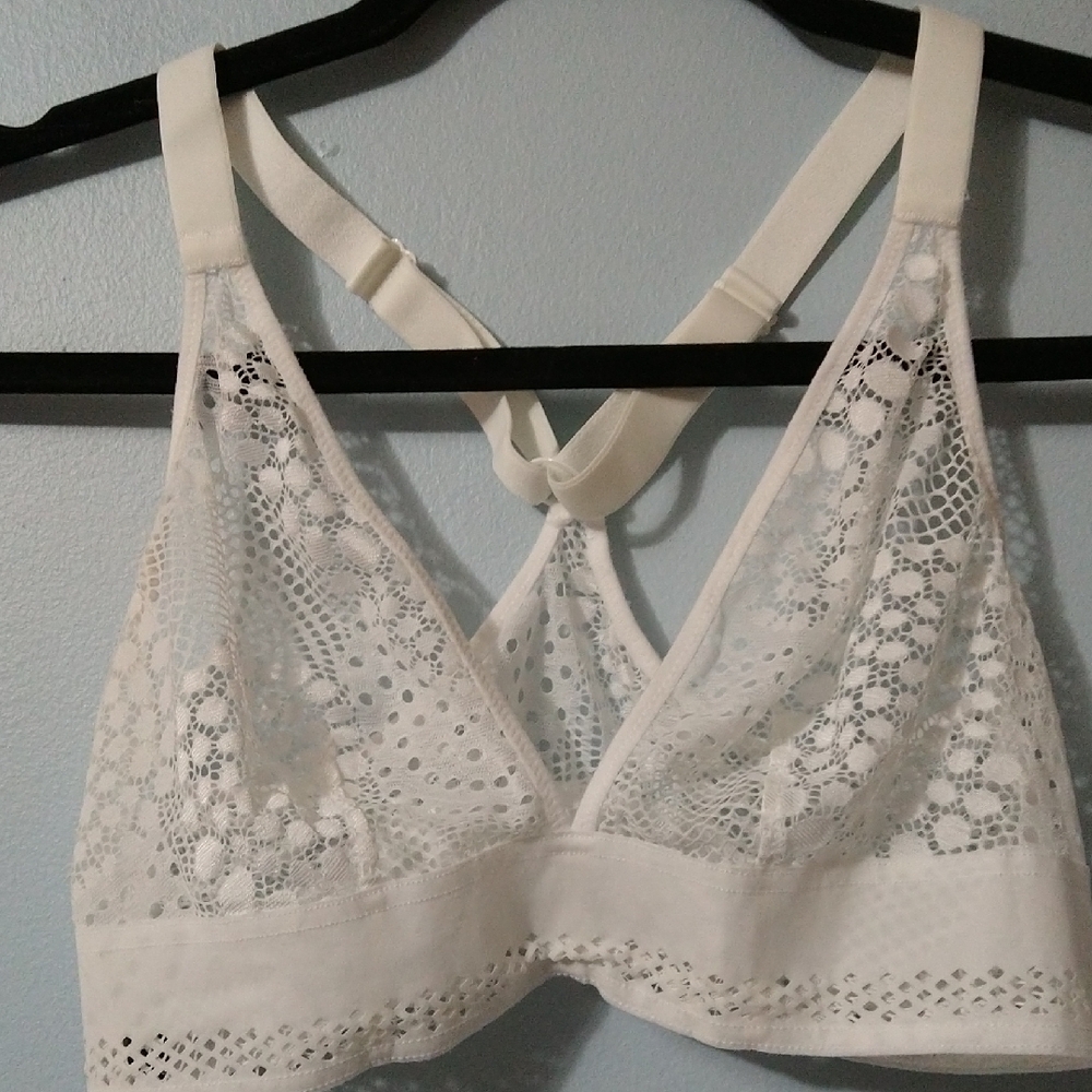 Implicite Elegant White Sheer Lace Bralette Size 2